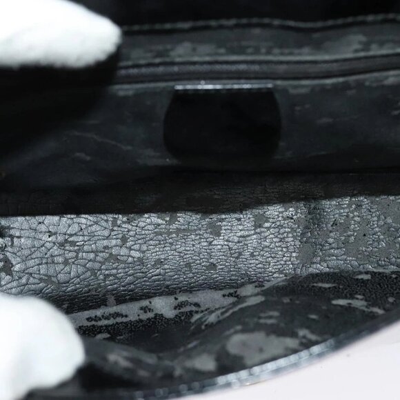 GUCCI Shoulder Bag Enamel Black Gold 0001 3444 1812 Auth bs28872 - Picture 10 of 16